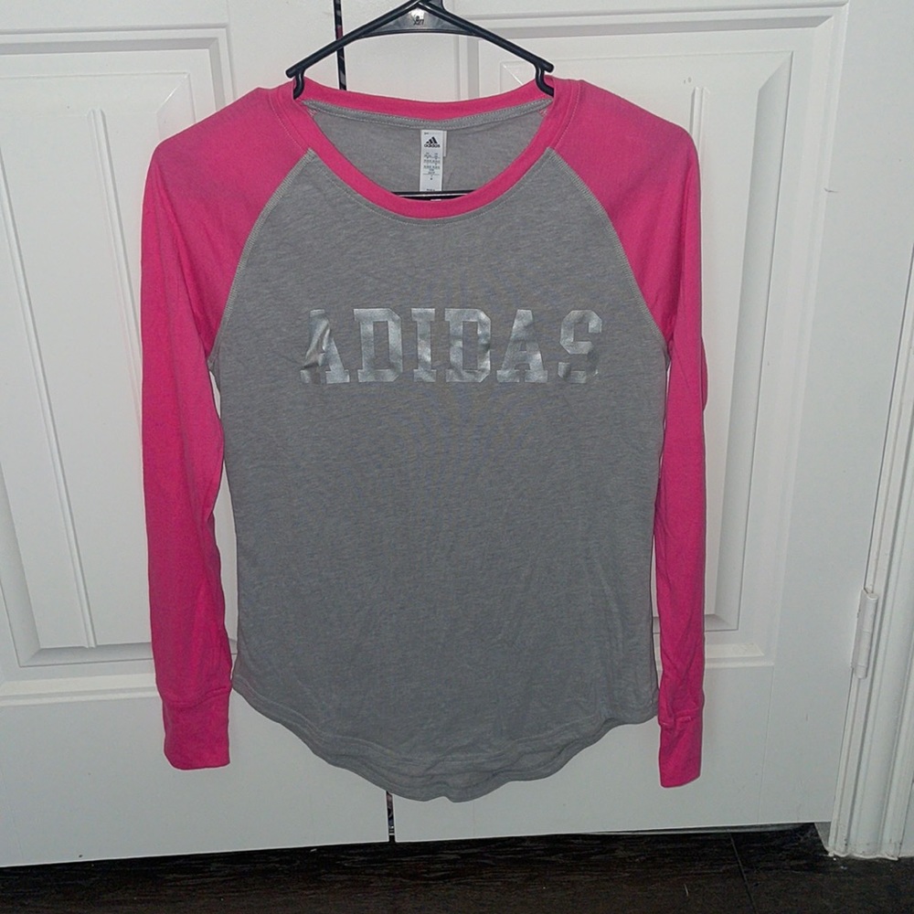 Adidas long sleeve - pink and gray- size womens extra small
